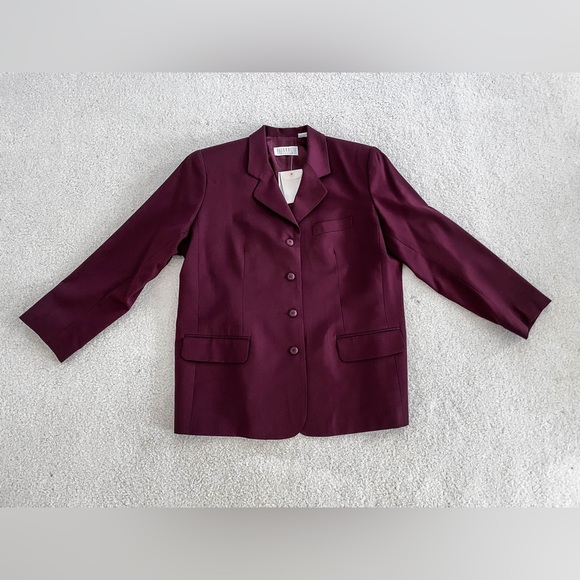 Liz Claiborne Burgundy Wool Jacket Blazer - Picture 3 of 8